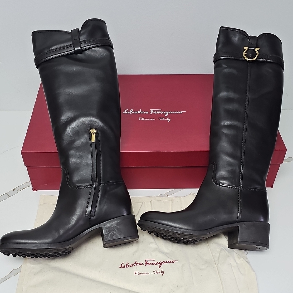 Salvatore Ferragamo Dark Brown Leather Women's Boots